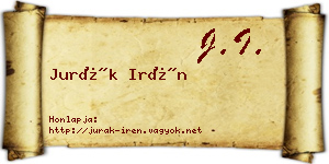 Jurák Irén névjegykártya